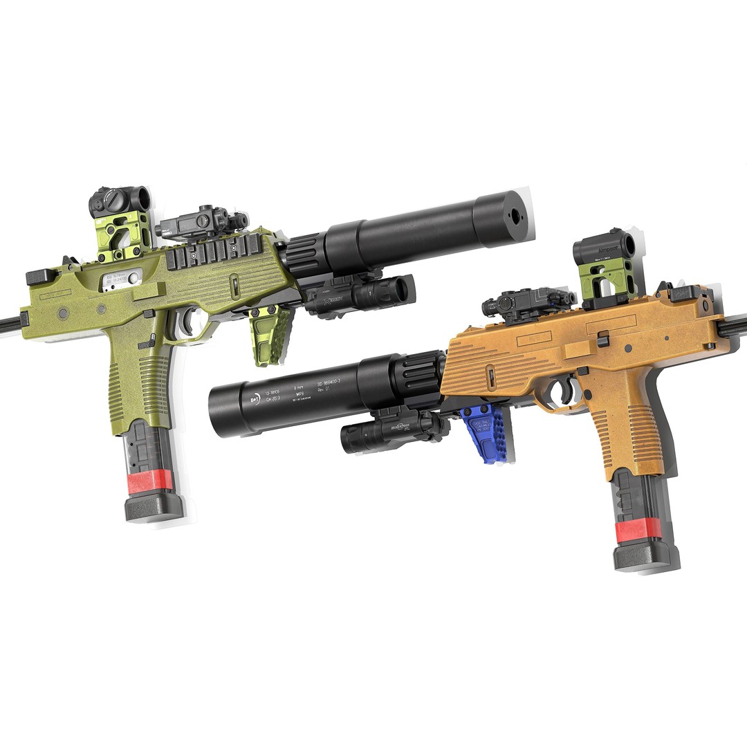Brugger & Thomet MP9 3D Model – Low Poly Game-Ready Asset, FBX - View 14