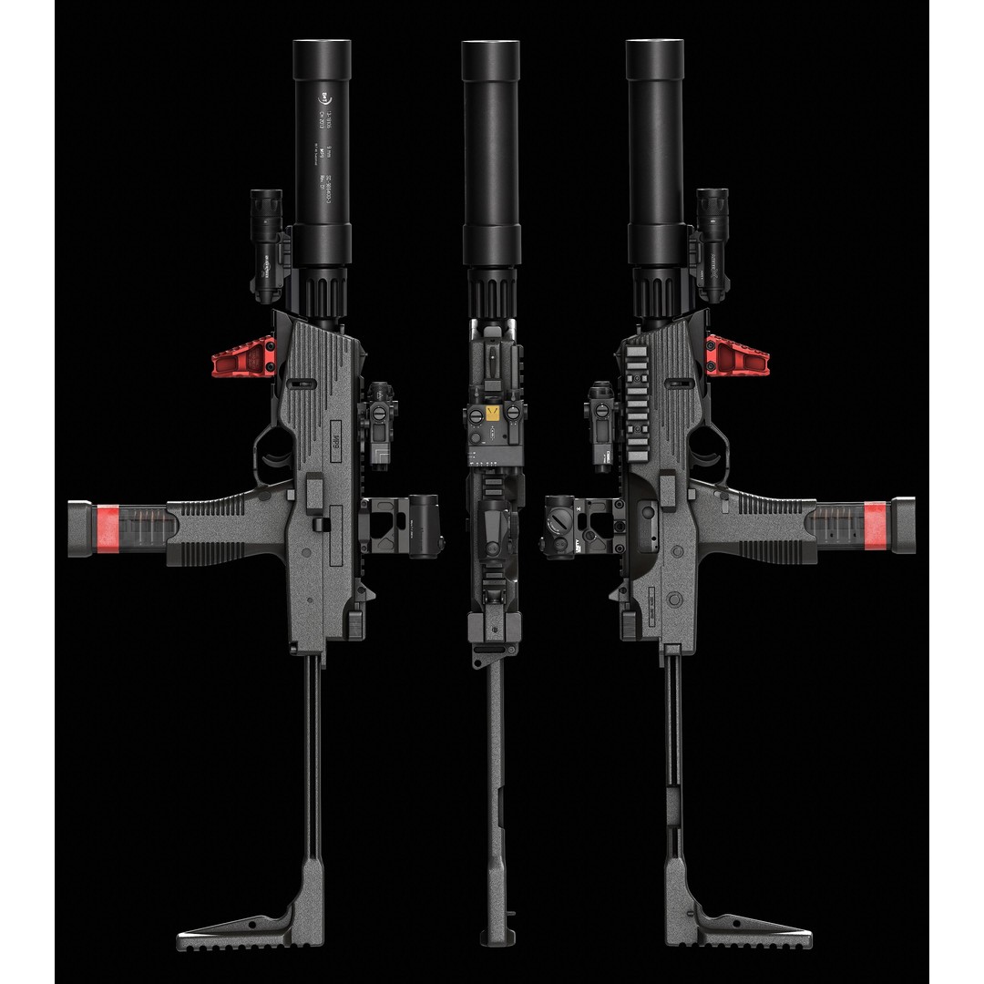 Brugger & Thomet MP9 3D Model – Low Poly Game-Ready Asset, FBX - View 33