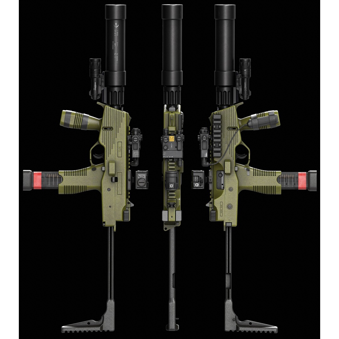 Brugger & Thomet MP9 3D Model – Low Poly Game-Ready Asset, FBX - View 34