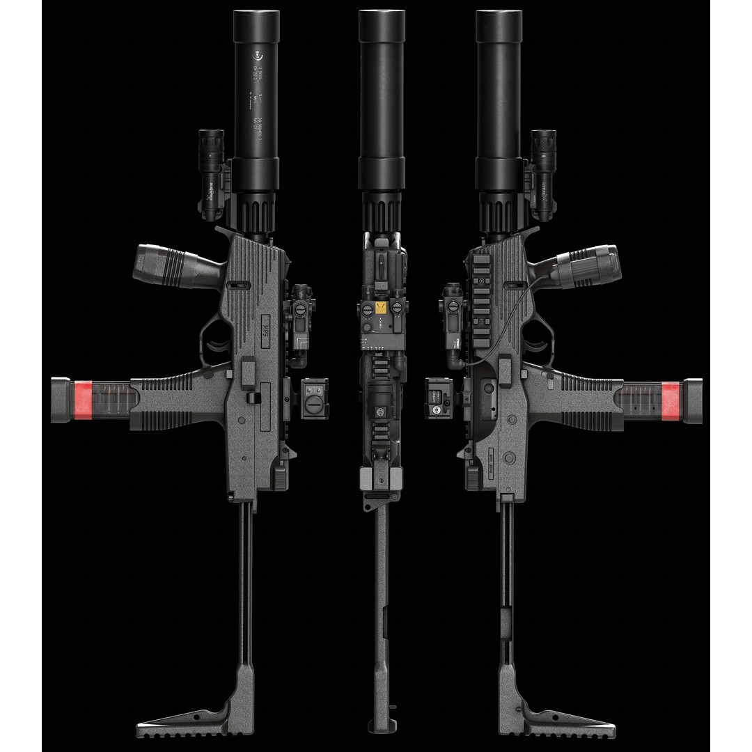 Brugger & Thomet MP9 3D Model – Low Poly Game-Ready Asset, FBX - View 35