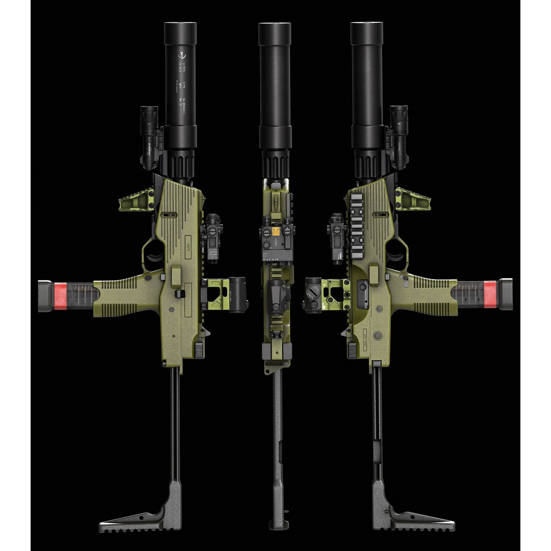 Brugger & Thomet MP9 3D Model – Low Poly Game-Ready Asset, FBX - View 36