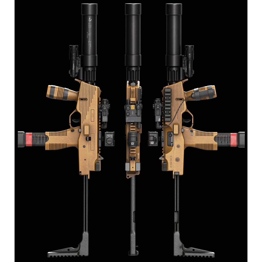 Brugger & Thomet MP9 3D Model – Low Poly Game-Ready Asset, FBX - View 37
