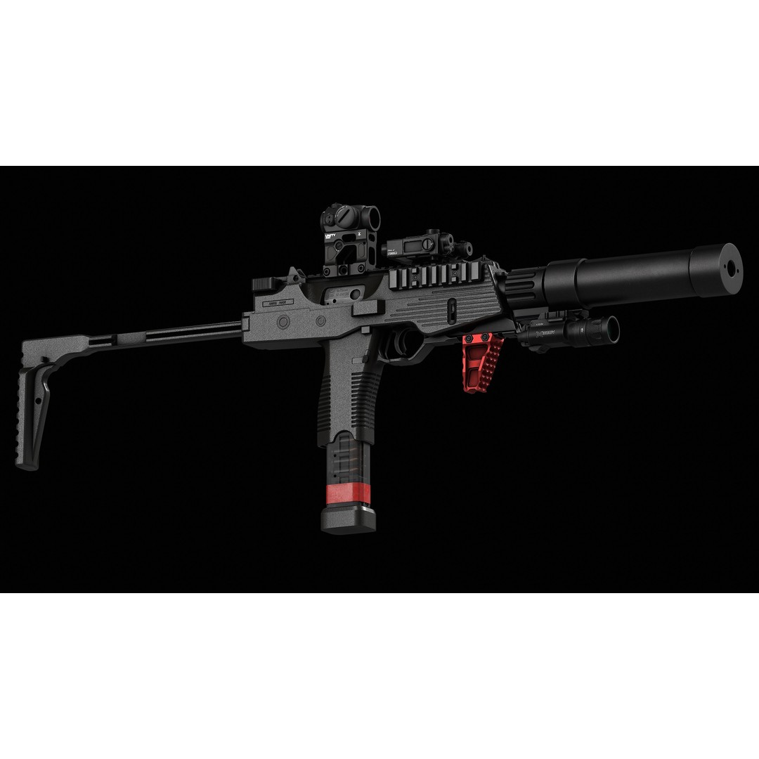 Brugger & Thomet MP9 3D Model – Low Poly Game-Ready Asset, FBX - View 6