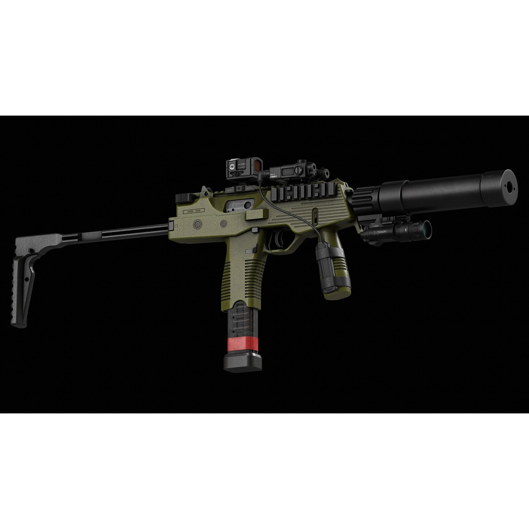 Brugger & Thomet MP9 3D Model – Low Poly Game-Ready Asset, FBX - View 7