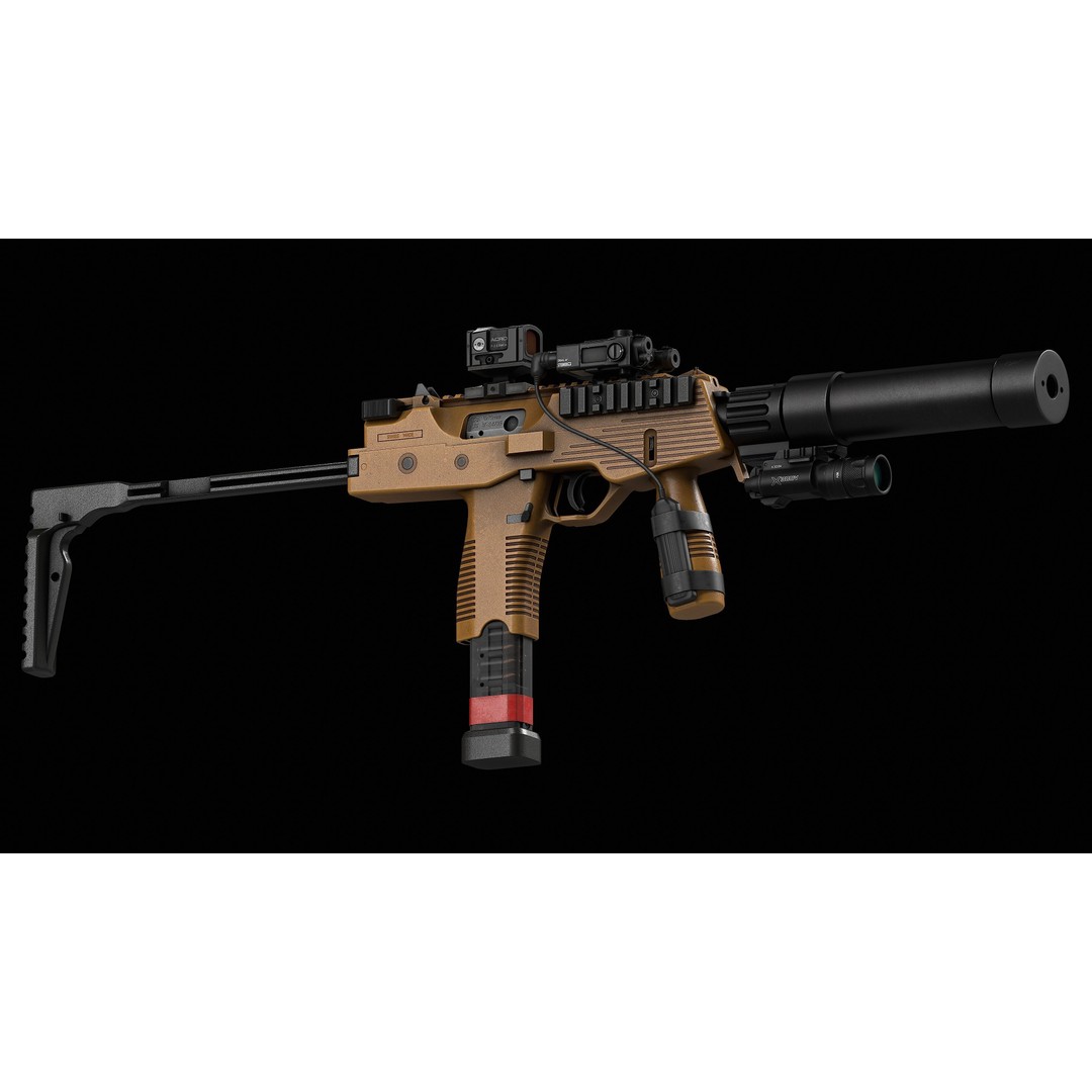 Brugger & Thomet MP9 3D Model – Low Poly Game-Ready Asset, FBX - View 8