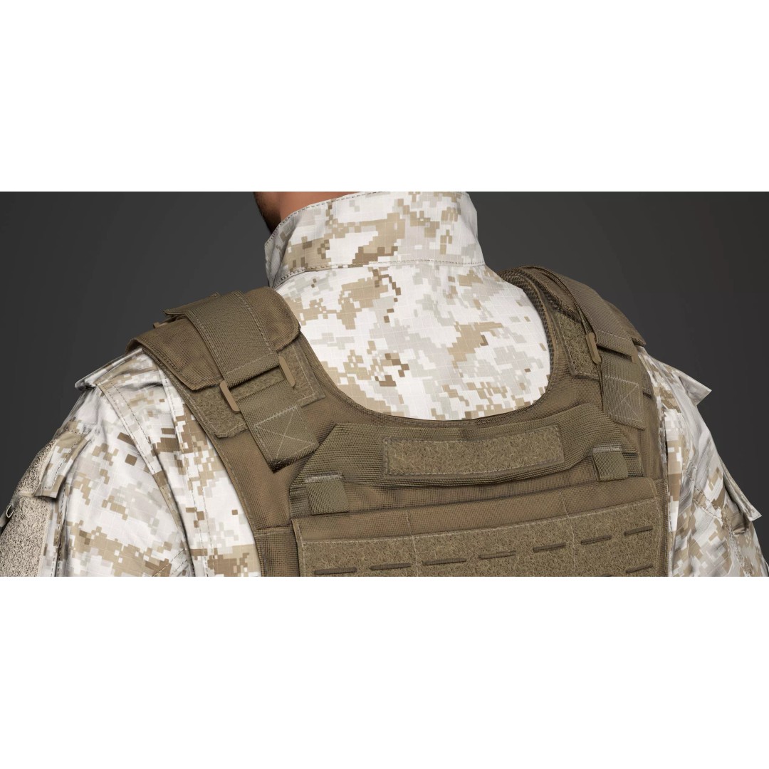 Universal Armor Plate Carrier 3D Model – Low Poly PBR Asset for Unreal Engine - View 10