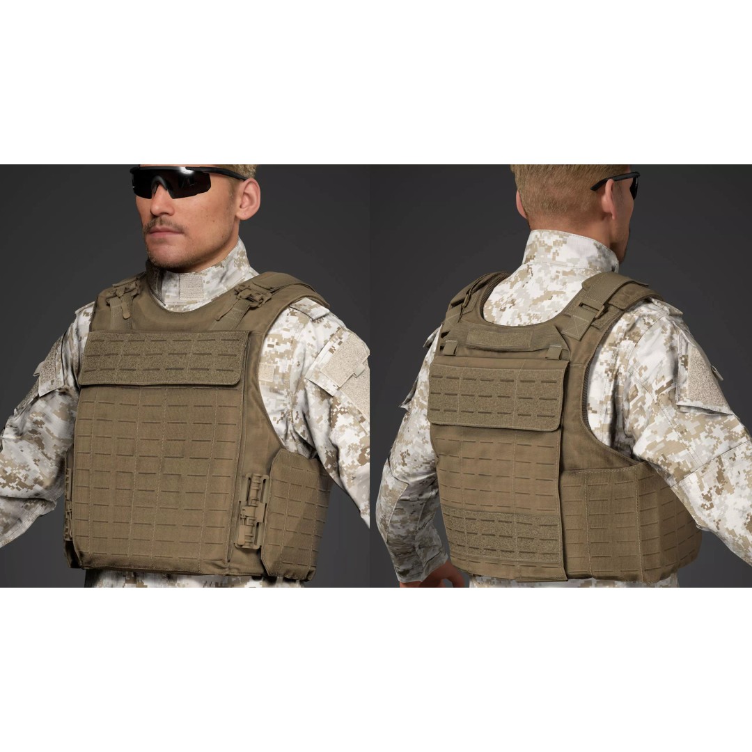 Universal Armor Plate Carrier 3D Model – Low Poly PBR Asset for Unreal Engine - View 2