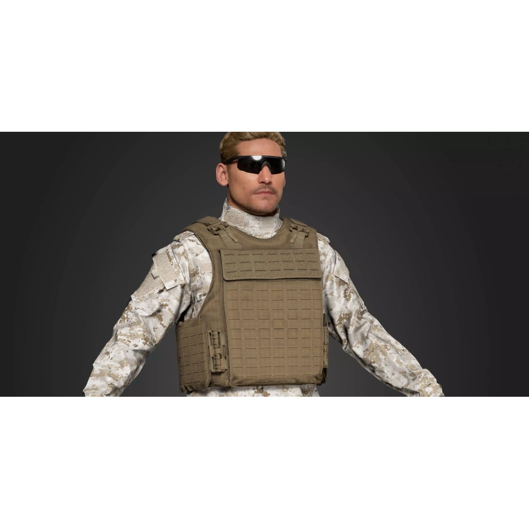 Universal Armor Plate Carrier 3D Model – Low Poly PBR Asset for Unreal Engine - View 4