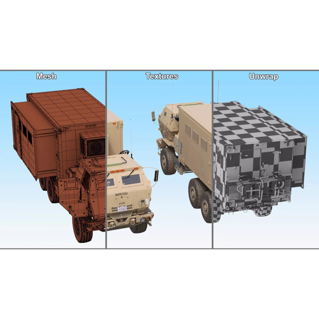 Military Mobile Command Truck 3D Model – PBR Game-Ready Vehicle, FBX - View 26