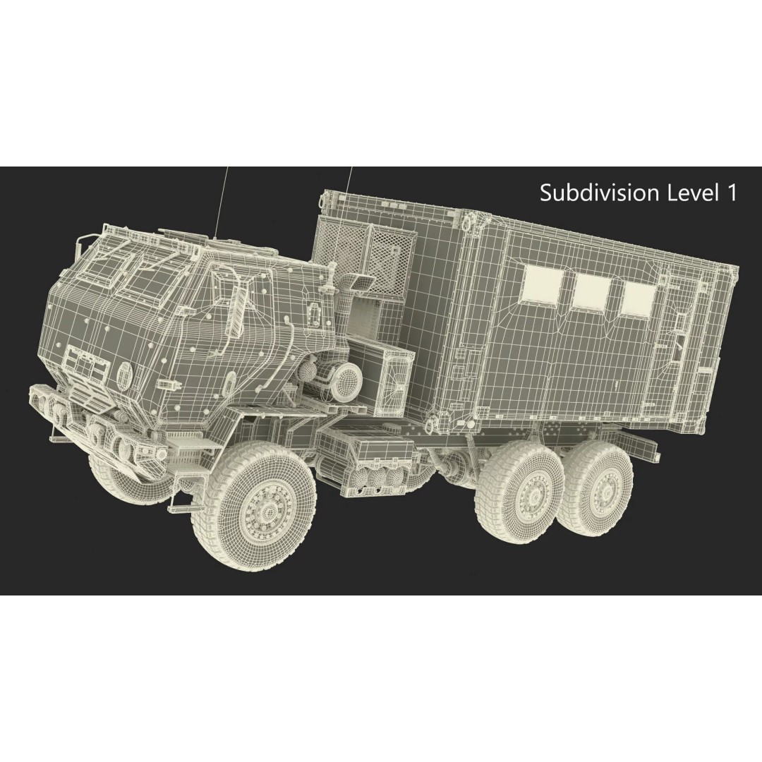 Military Mobile Command Truck 3D Model – PBR Game-Ready Vehicle, FBX - View 28