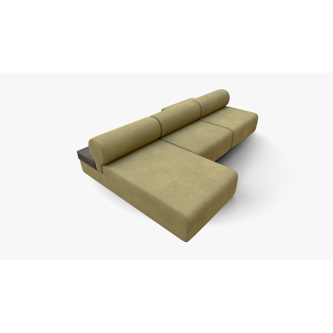 Sofa Oak 3D Model – Low Poly PBR Furniture Asset, FBX - View 4