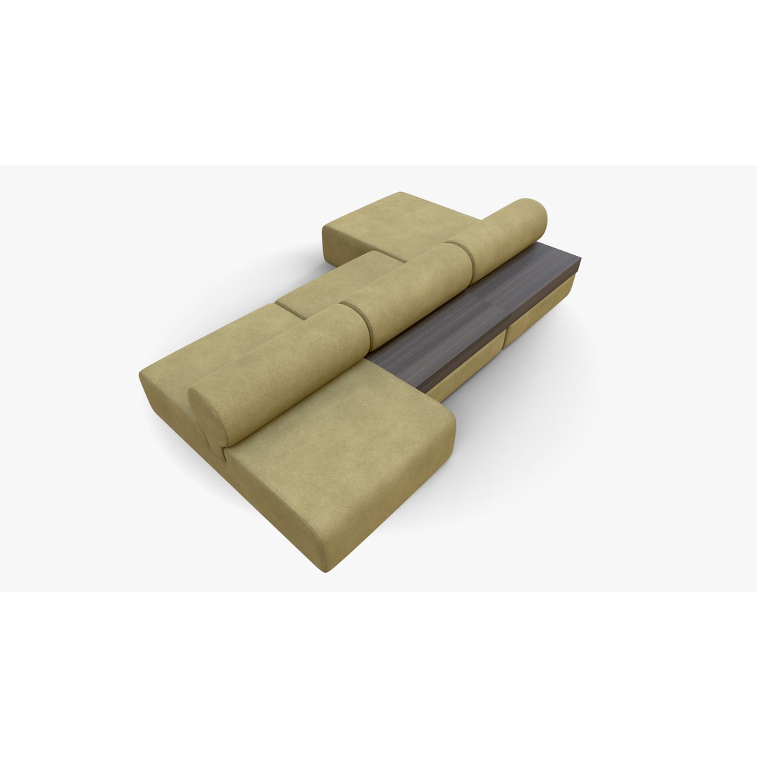 Sofa Oak 3D Model – Low Poly PBR Furniture Asset, FBX - View 6