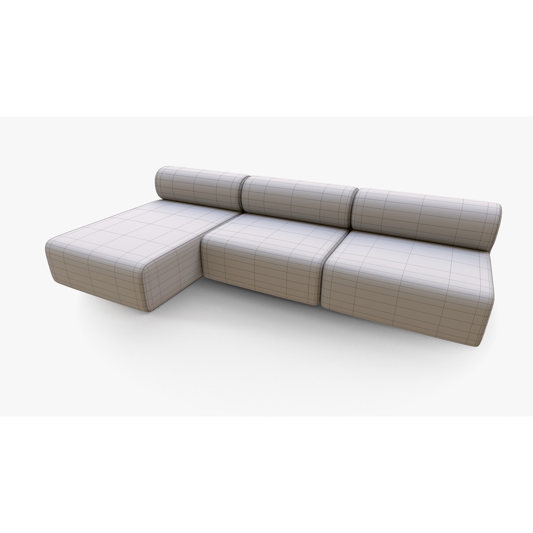 Sofa Oak 3D Model – Low Poly PBR Furniture Asset, FBX - View 7