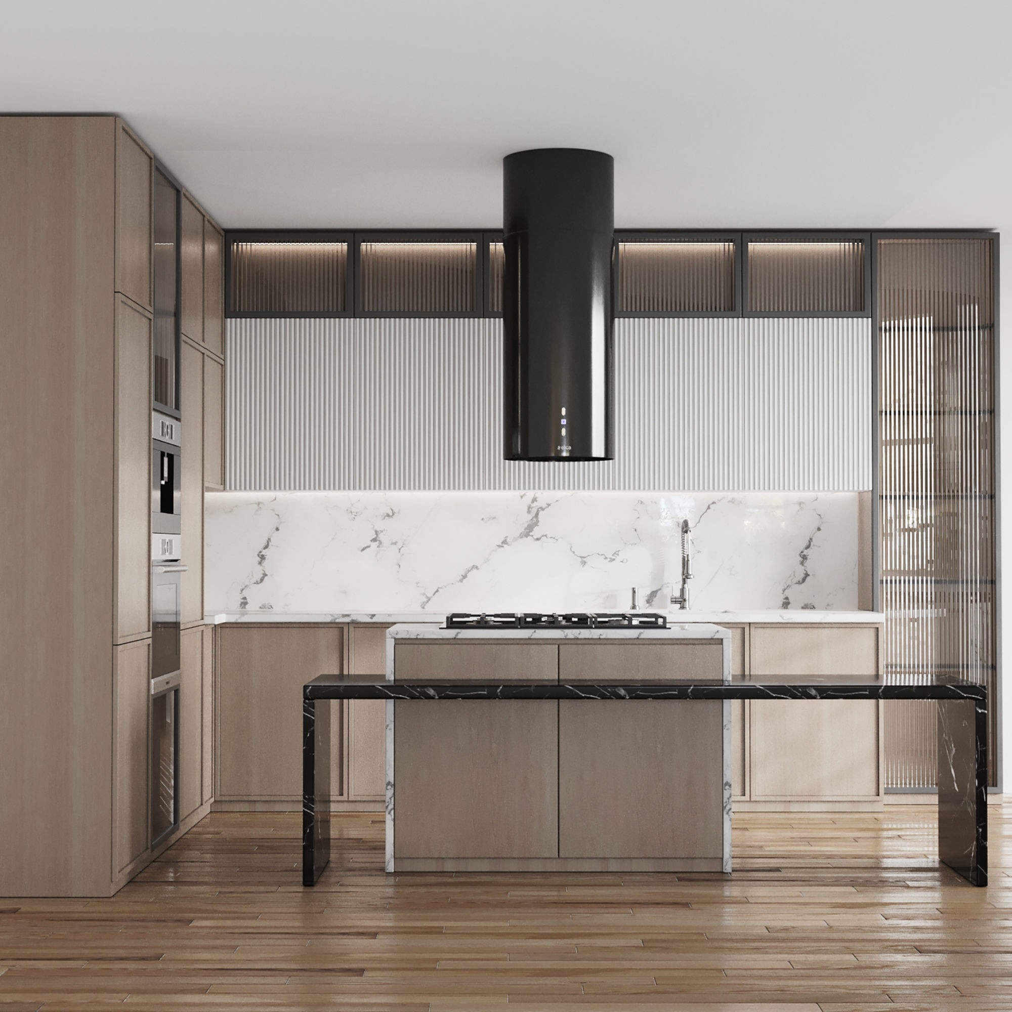 Modern L Shape Kitchen with Island - Game-Ready 3D Model - View 4