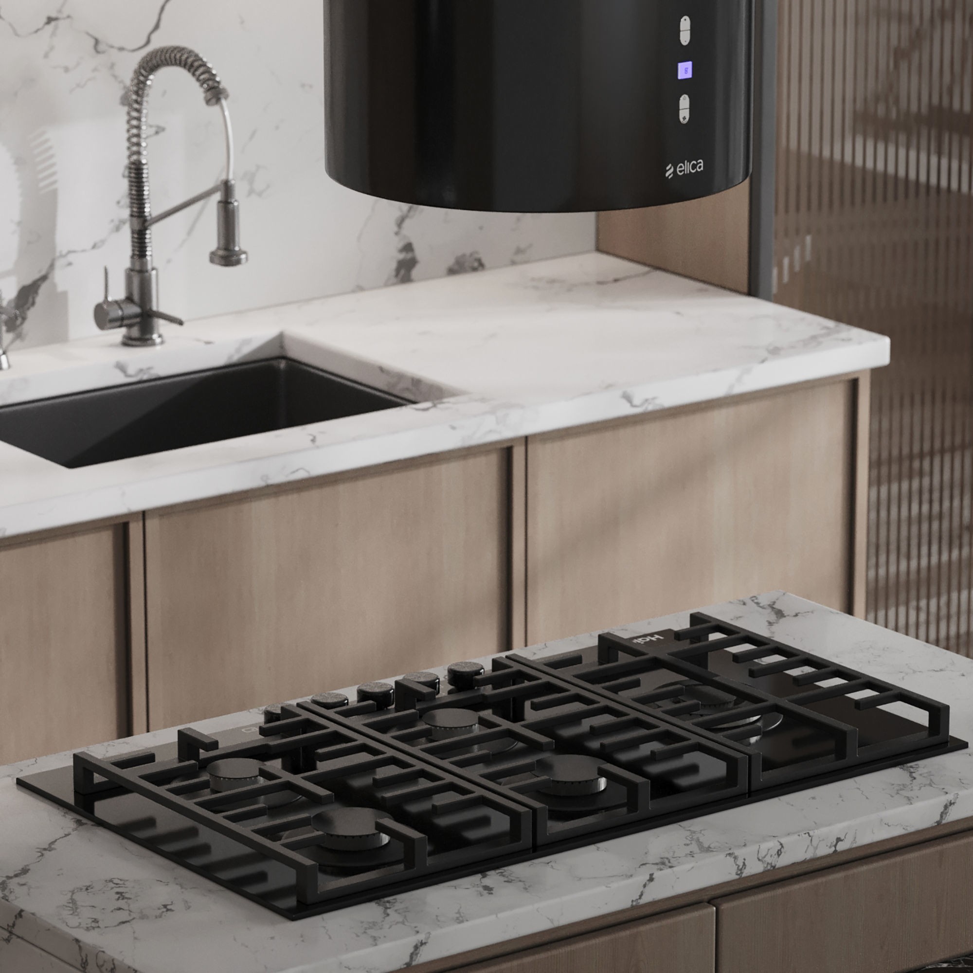 Modern L Shape Kitchen with Island - Game-Ready 3D Model - View 5