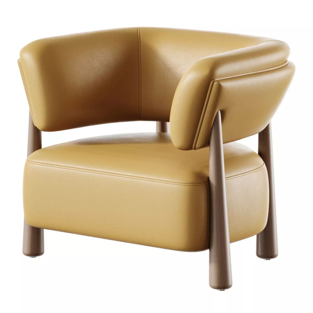 Dolores Stone Cream Fabric Occasional Chair 3D Model – Modern Upholstered Design, FBX, OBJ - View 12
