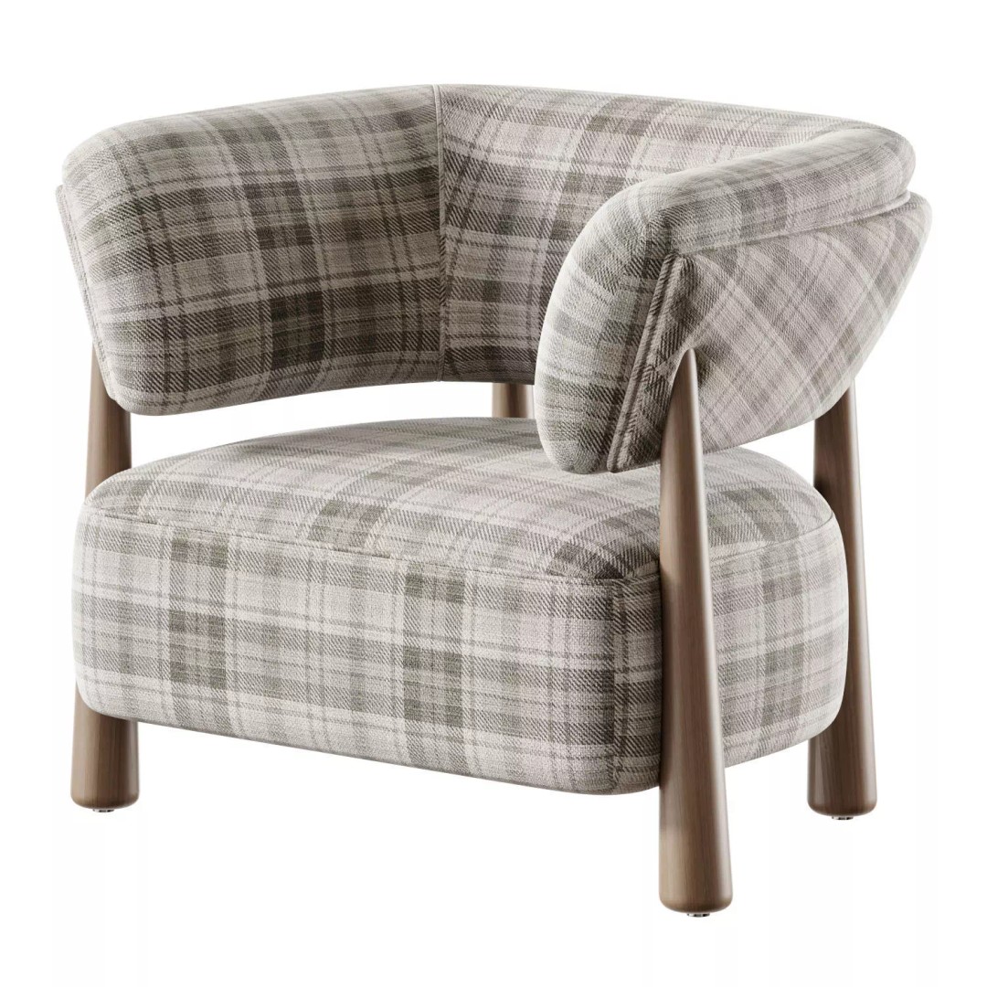 Dolores Stone Cream Fabric Occasional Chair 3D Model – Modern Upholstered Design, FBX, OBJ - View 13