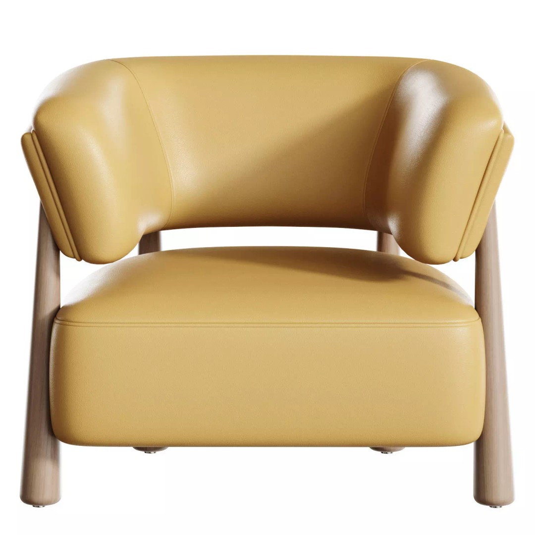 Dolores Stone Cream Fabric Occasional Chair 3D Model – Modern Upholstered Design, FBX, OBJ - View 6