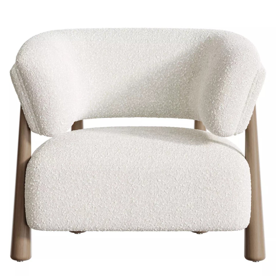 Dolores Stone Cream Fabric Occasional Chair 3D Model – Modern Upholstered Design, FBX, OBJ - View 7