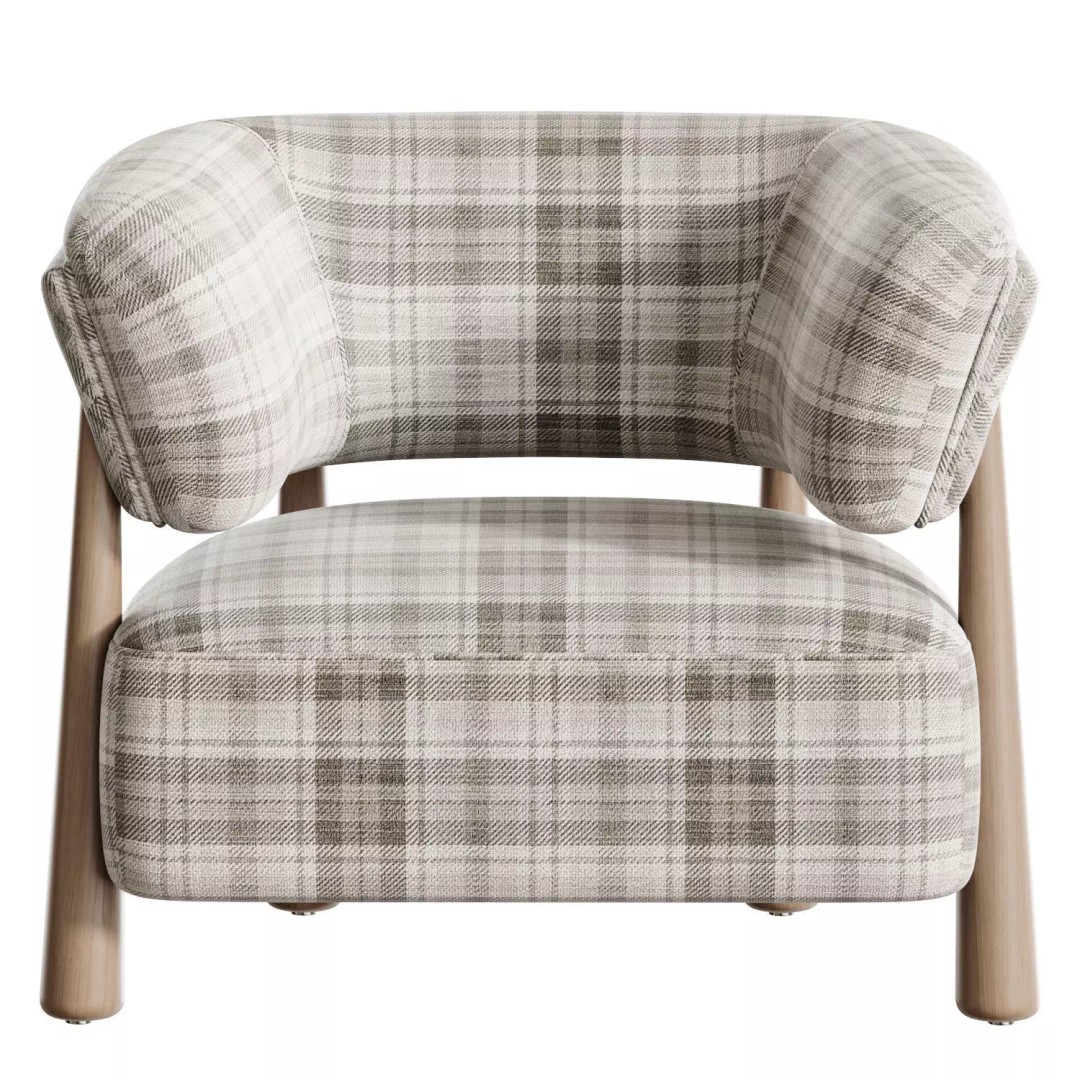 Dolores Stone Cream Fabric Occasional Chair 3D Model – Modern Upholstered Design, FBX, OBJ - View 8
