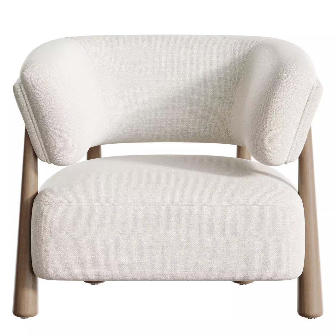 Dolores Stone Cream Fabric Occasional Chair 3D Model – Modern Upholstered Design, FBX, OBJ - View 9