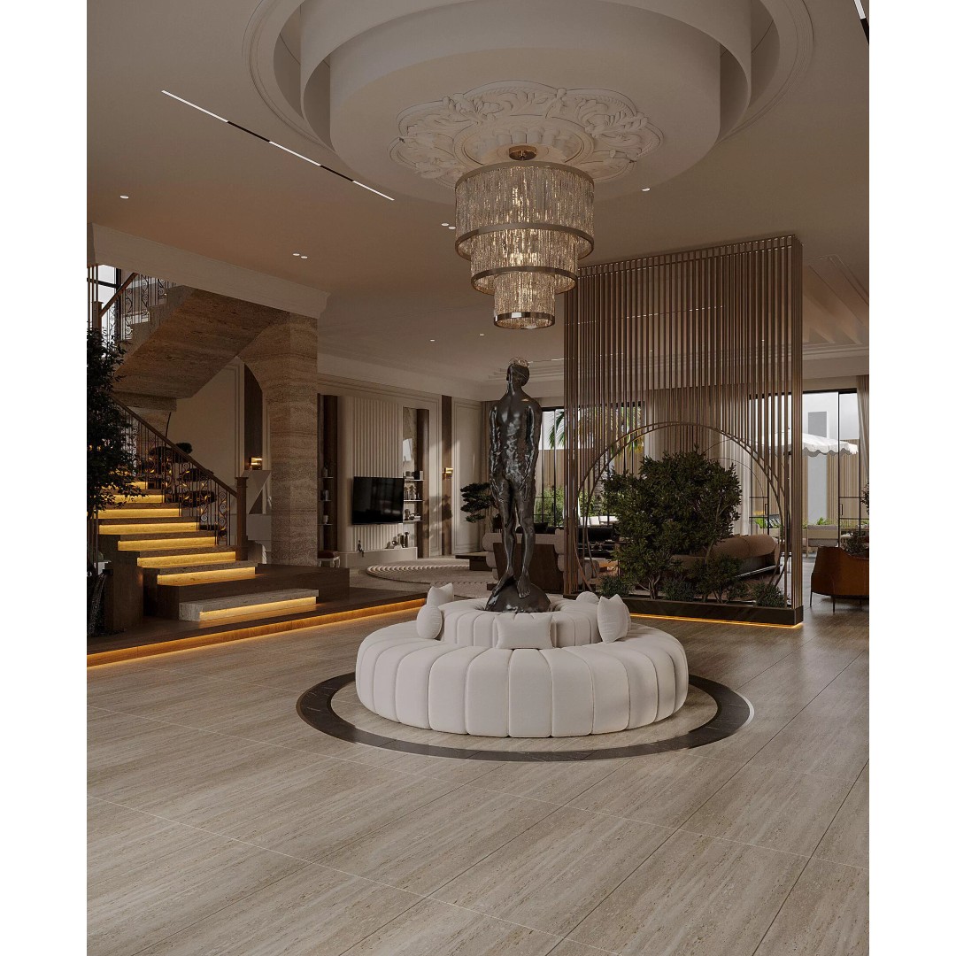 Modern Living Room & Kitchen 3D Model – Luxurious Interior Design, FBX - View 2