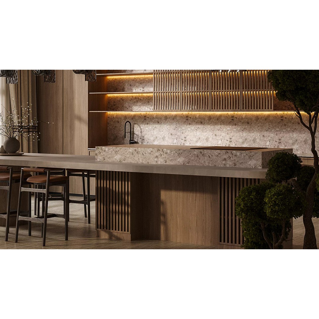 Modern Living Room & Kitchen 3D Model – Luxurious Interior Design, FBX - View 20