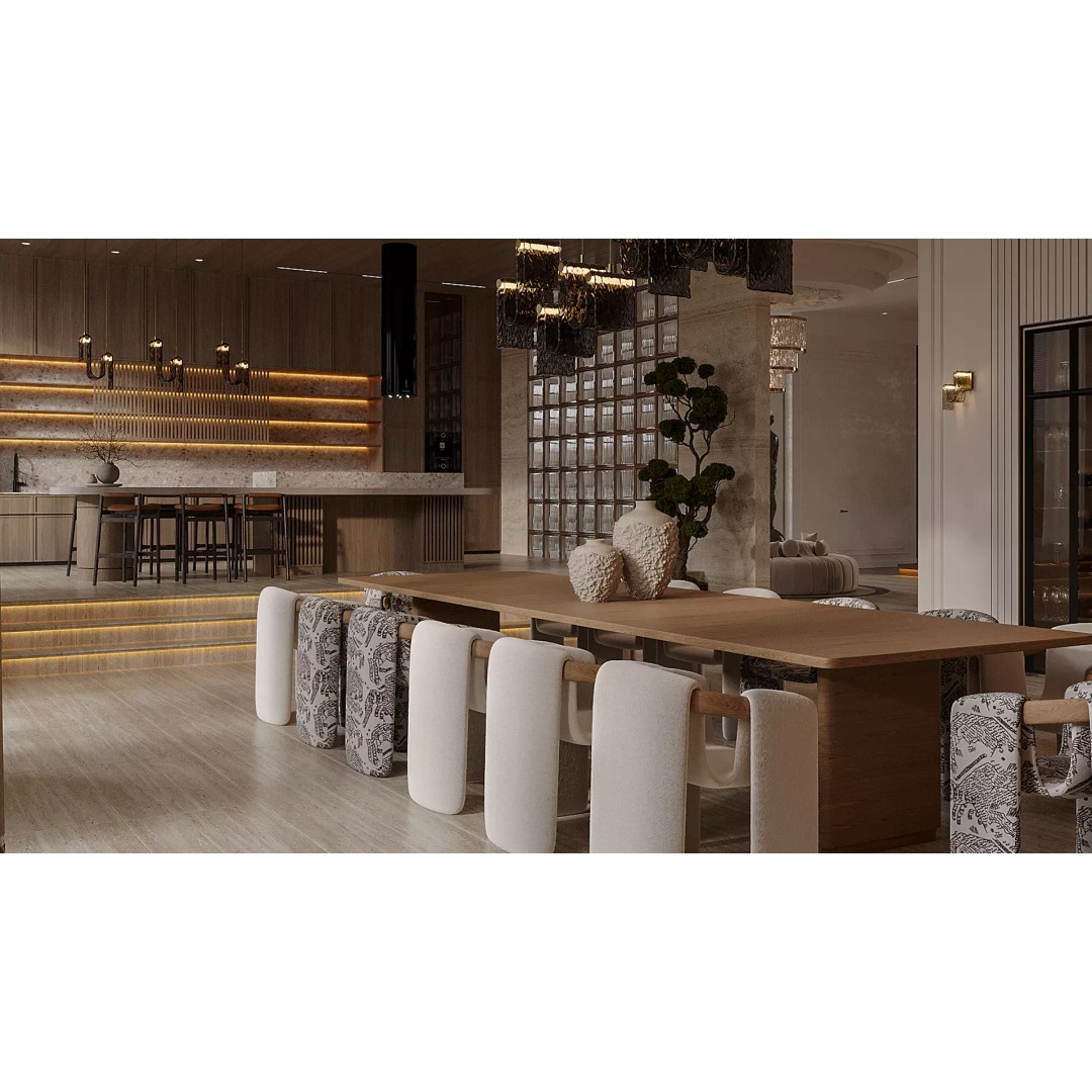 Modern Living Room & Kitchen 3D Model – Luxurious Interior Design, FBX - View 24