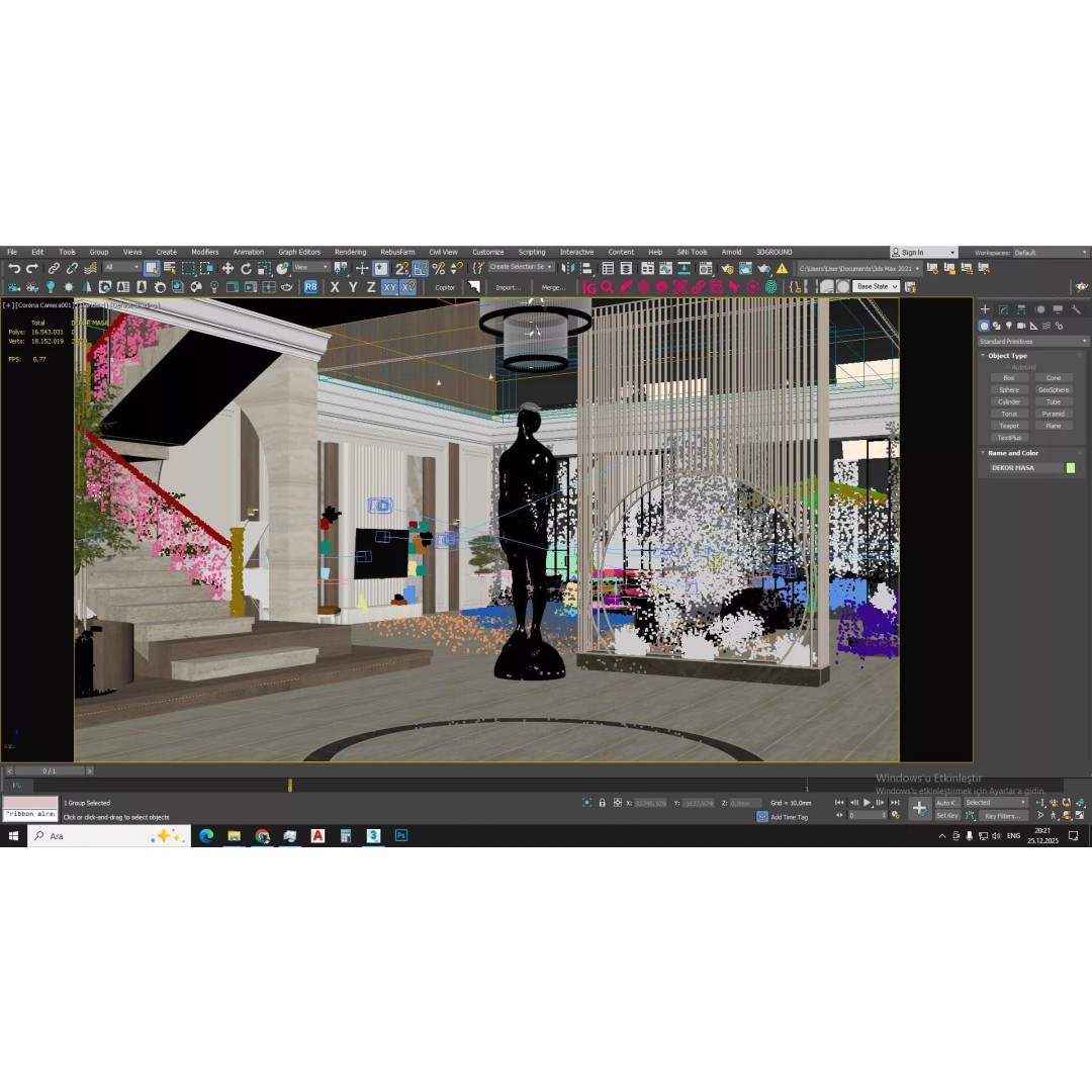 Modern Living Room & Kitchen 3D Model – Luxurious Interior Design, FBX - View 30