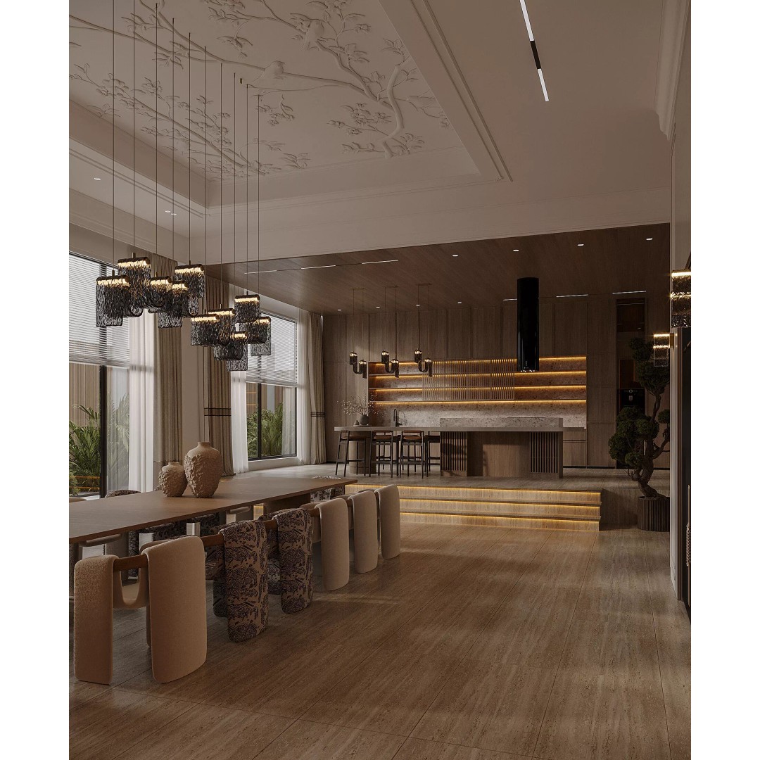 Modern Living Room & Kitchen 3D Model – Luxurious Interior Design, FBX - View 4