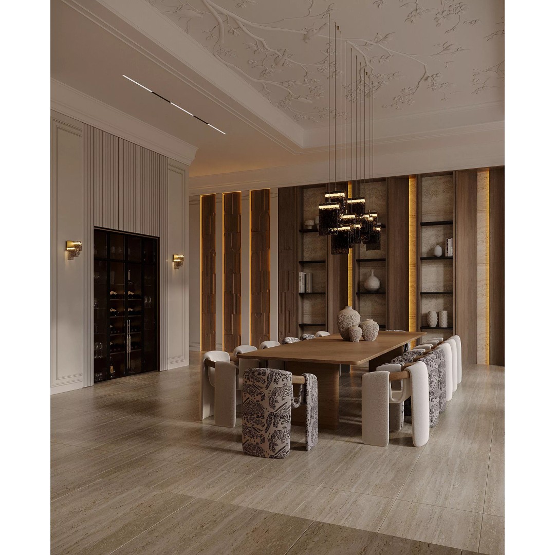 Modern Living Room & Kitchen 3D Model – Luxurious Interior Design, FBX - View 6