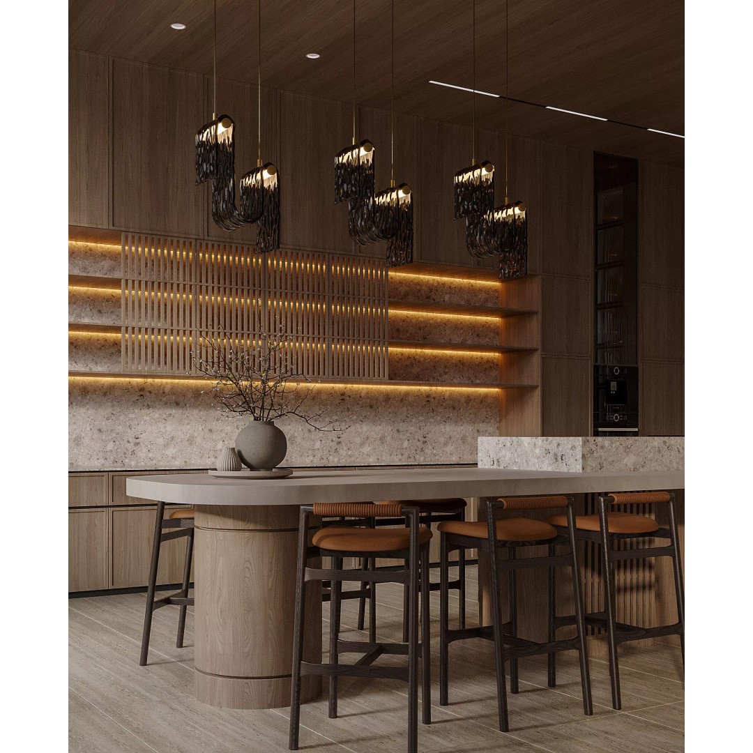 Modern Living Room & Kitchen 3D Model – Luxurious Interior Design, FBX - View 8