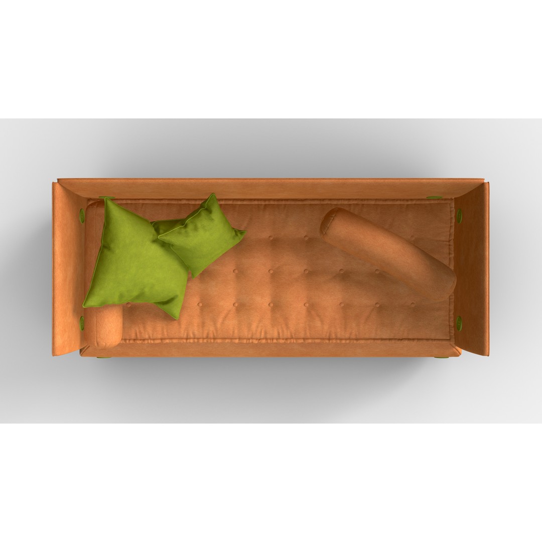 Sofa Comfort Orange 3D Model – High Quality PBR Furniture Asset, FBX - View 5