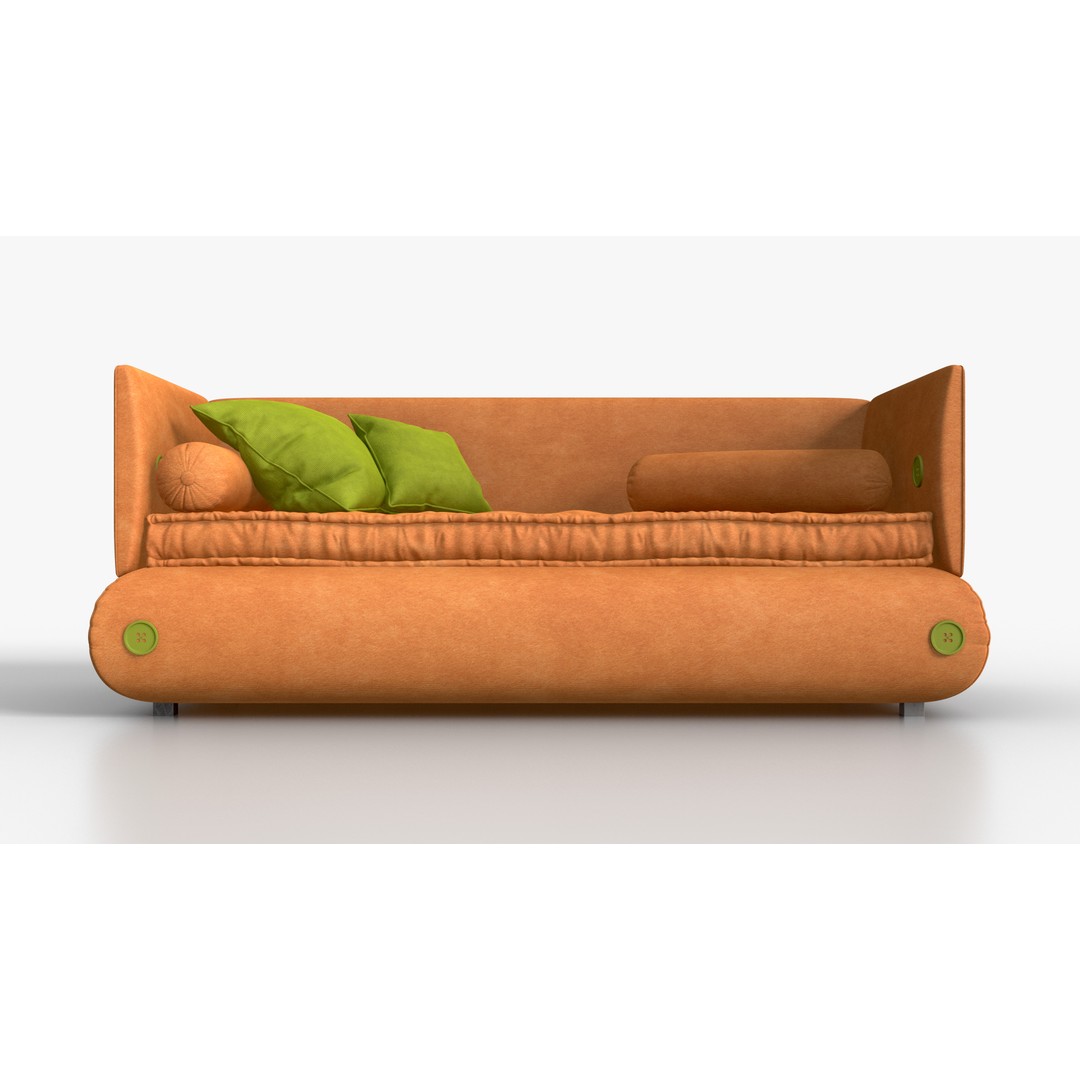 Sofa Comfort Orange 3D Model – High Quality PBR Furniture Asset, FBX - View 6