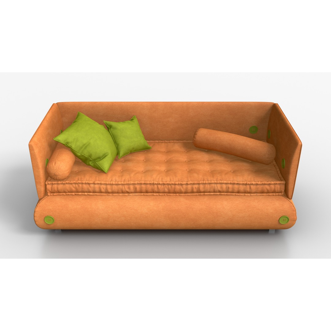 Sofa Comfort Orange 3D Model – High Quality PBR Furniture Asset, FBX - View 7