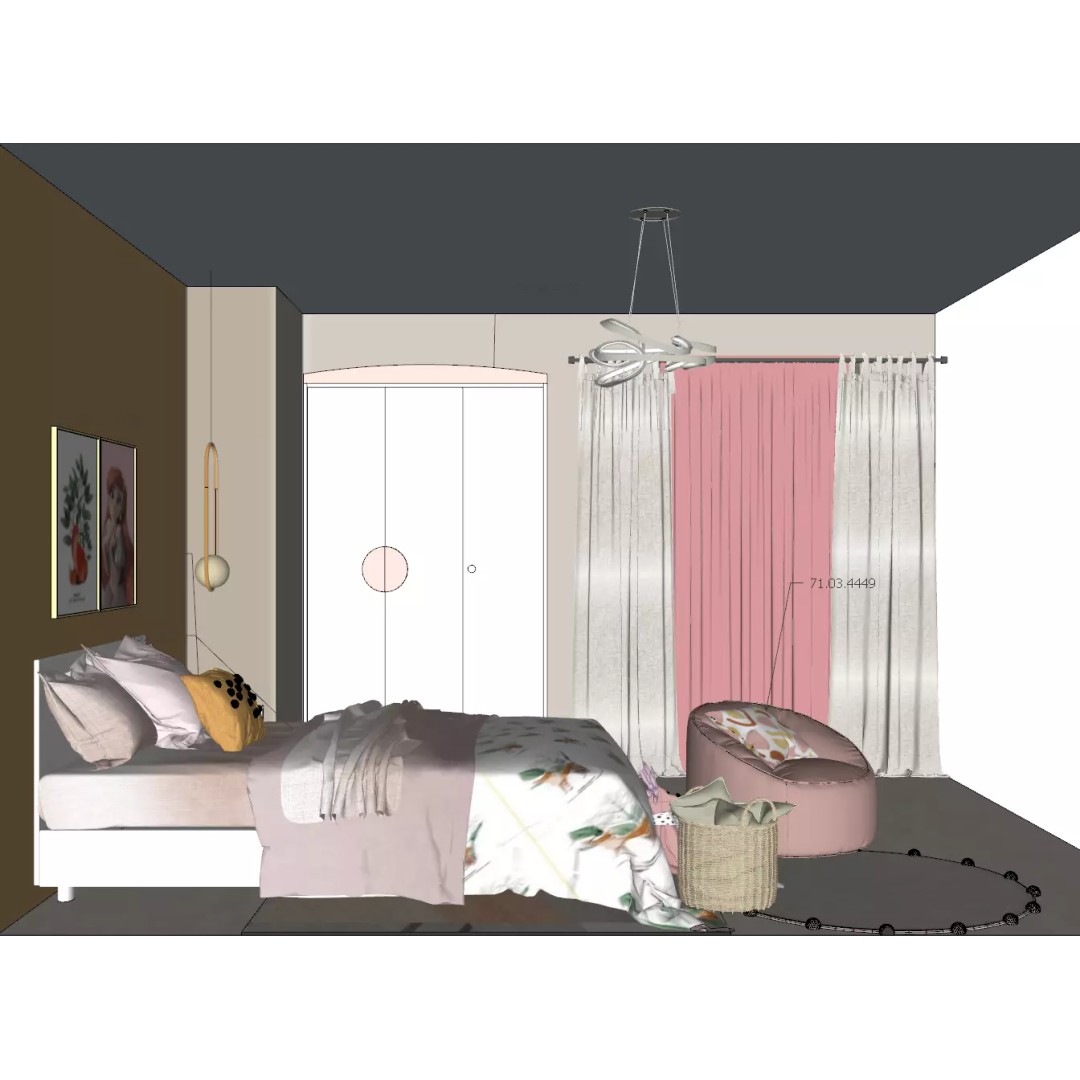 Modern Kids Bedroom 3D Model – Low Poly Interior with Cozy Decor