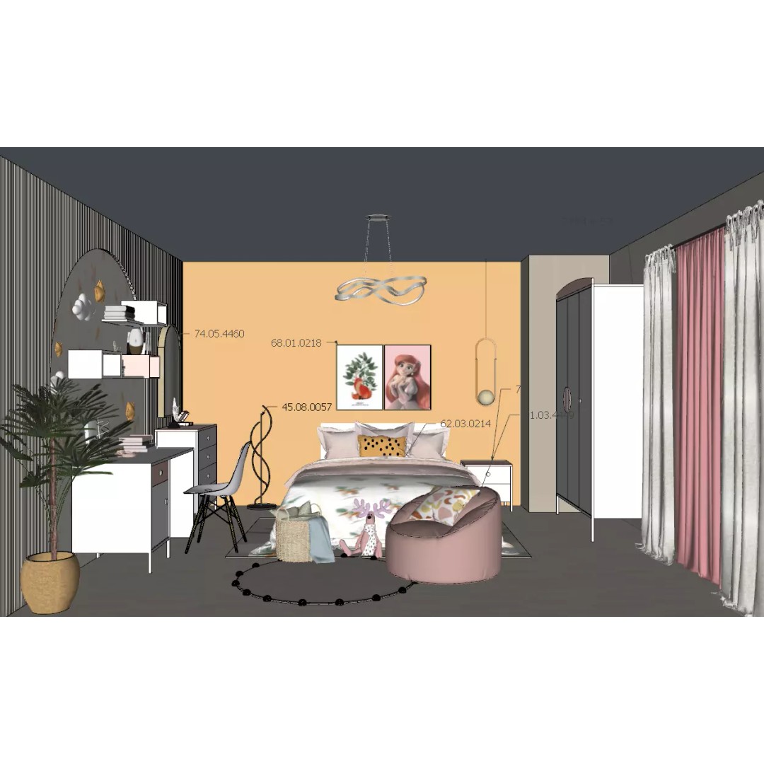 Modern Kids Bedroom 3D Model – Low Poly Interior with Cozy Decor - View 10