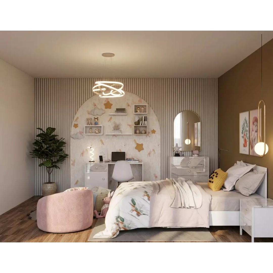 Modern Kids Bedroom 3D Model – Low Poly Interior with Cozy Decor - View 6