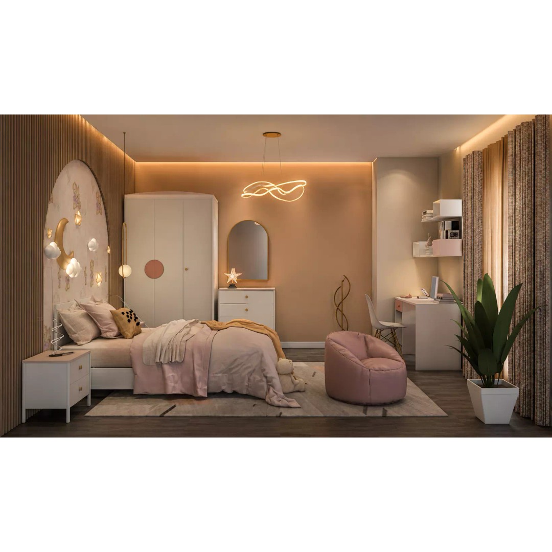 Modern Kids Bedroom 3D Model – Low Poly Interior with Cozy Decor - View 7