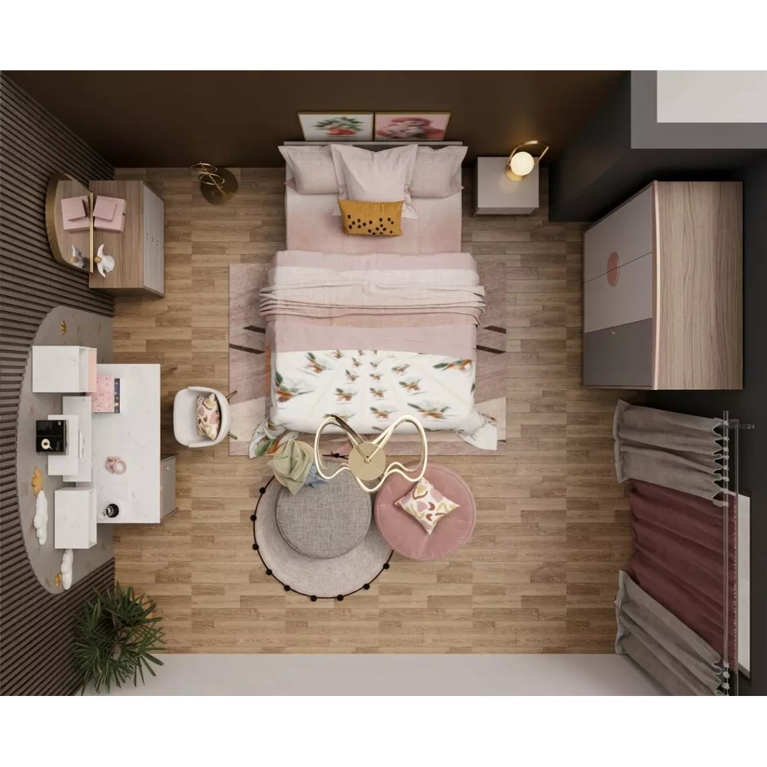 Modern Kids Bedroom 3D Model – Low Poly Interior with Cozy Decor - View 8