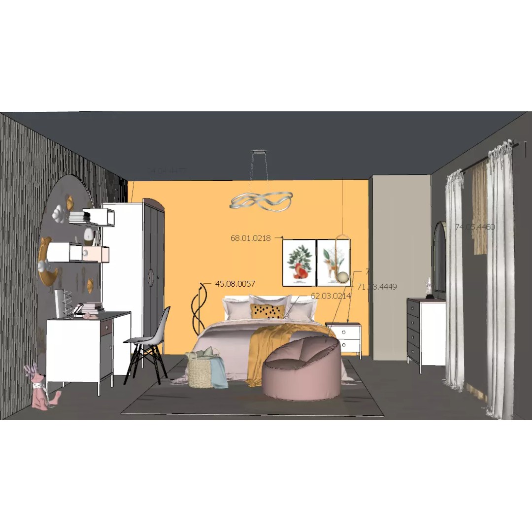 Modern Kids Bedroom 3D Model – Low Poly Interior with Cozy Decor - View 9