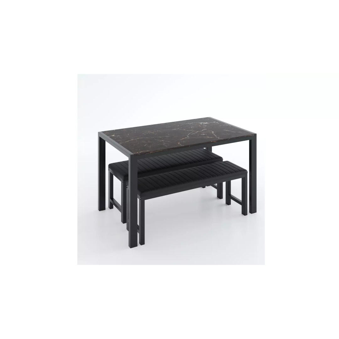 Dining Room Table Set 3D Model – Modern Low-Poly Furniture, FBX - View 3