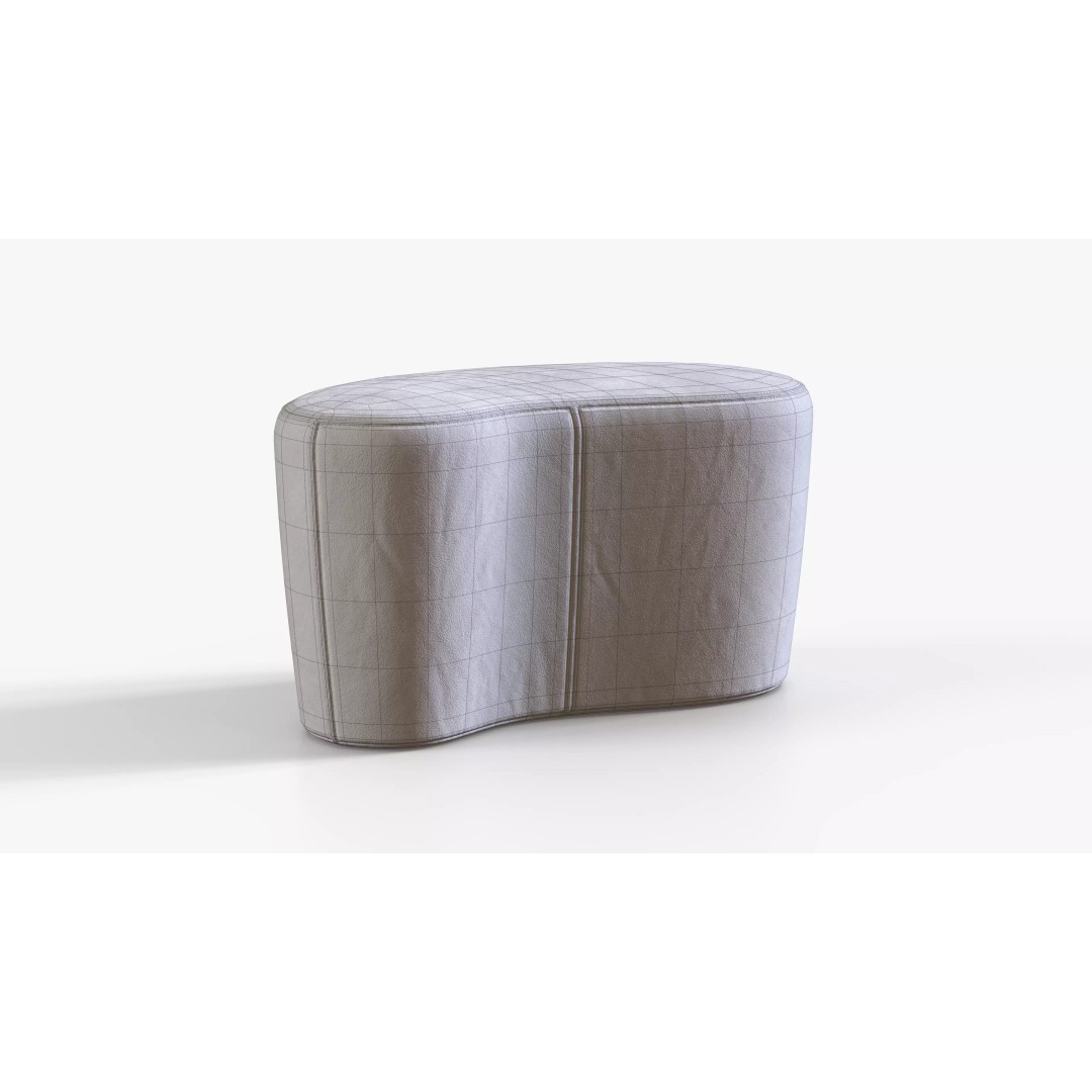 Ottoman 3D Model – Low Poly Fabric Seating Asset, FBX - View 9