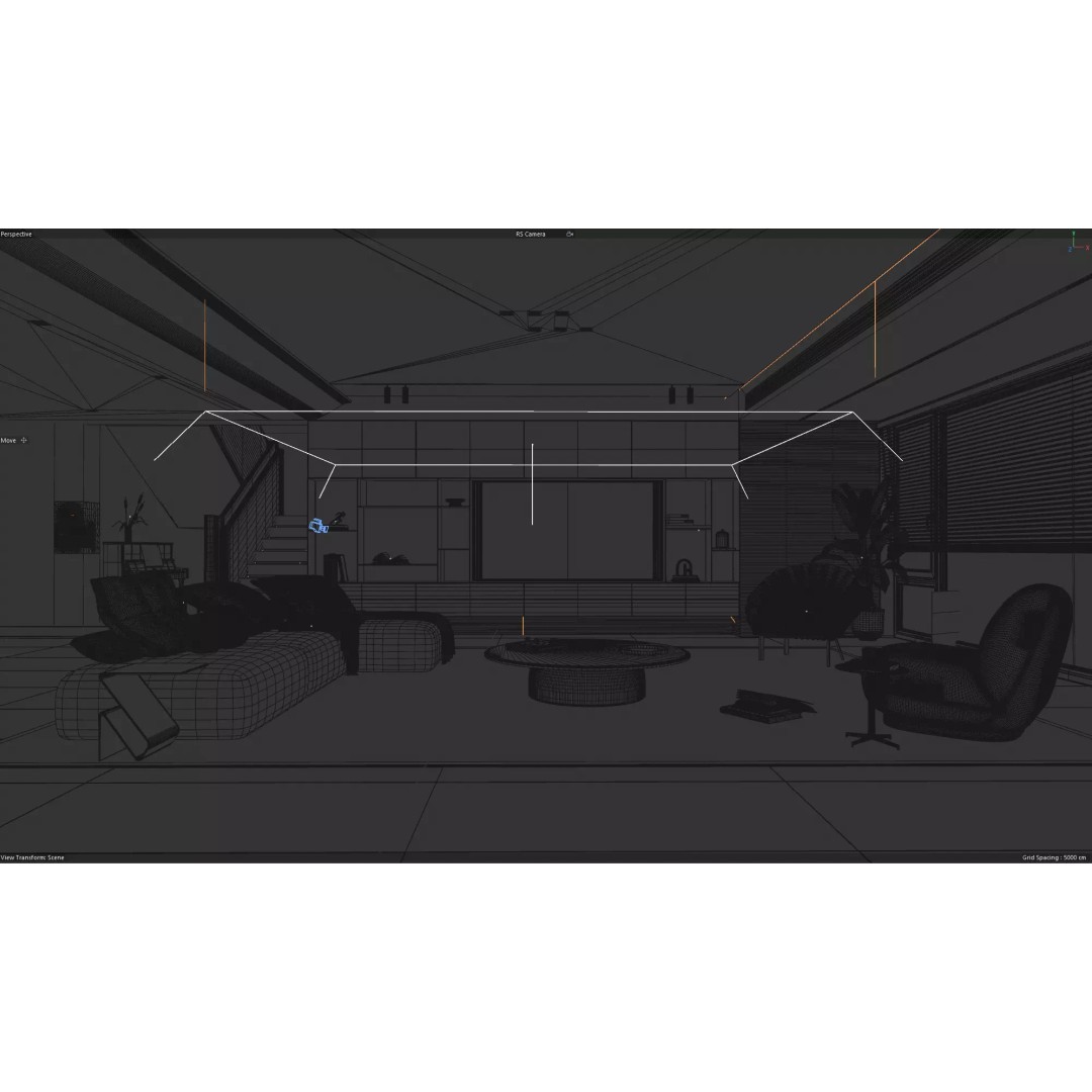 Modern Living Room 3D Model – Minimalist Interior Design, FBX - View 13