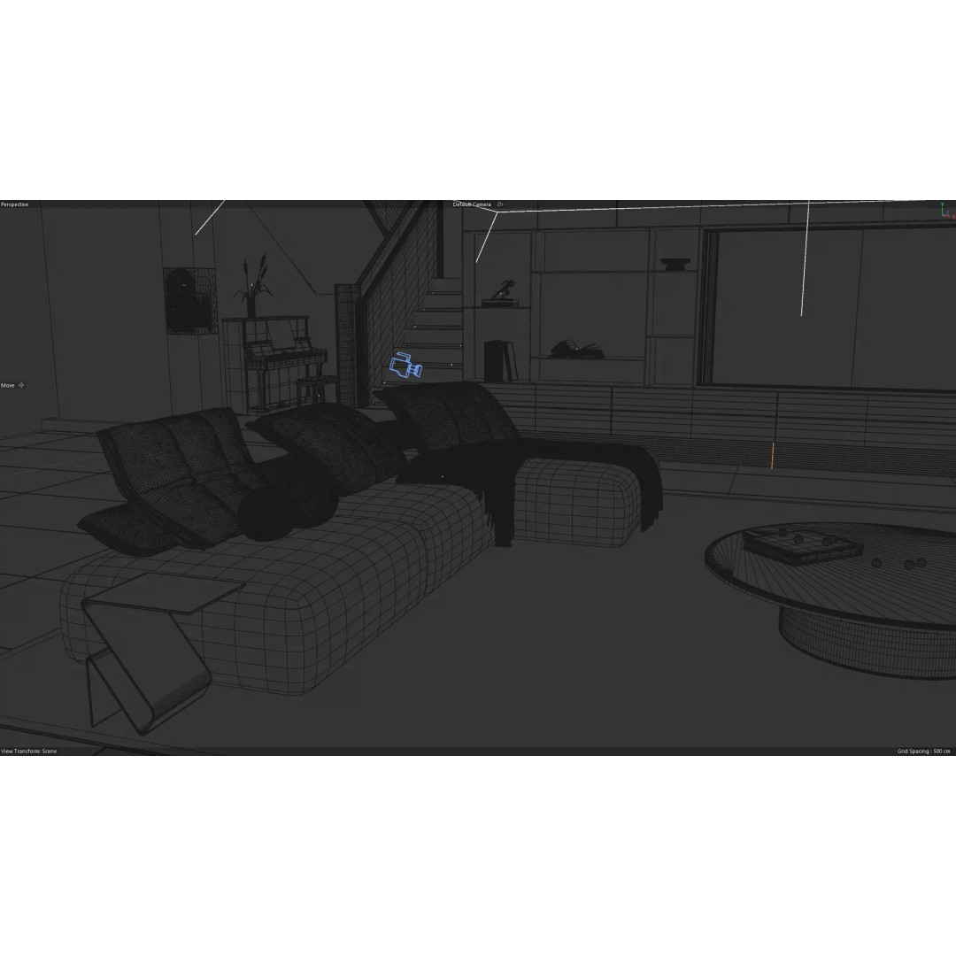 Modern Living Room 3D Model – Minimalist Interior Design, FBX - View 14