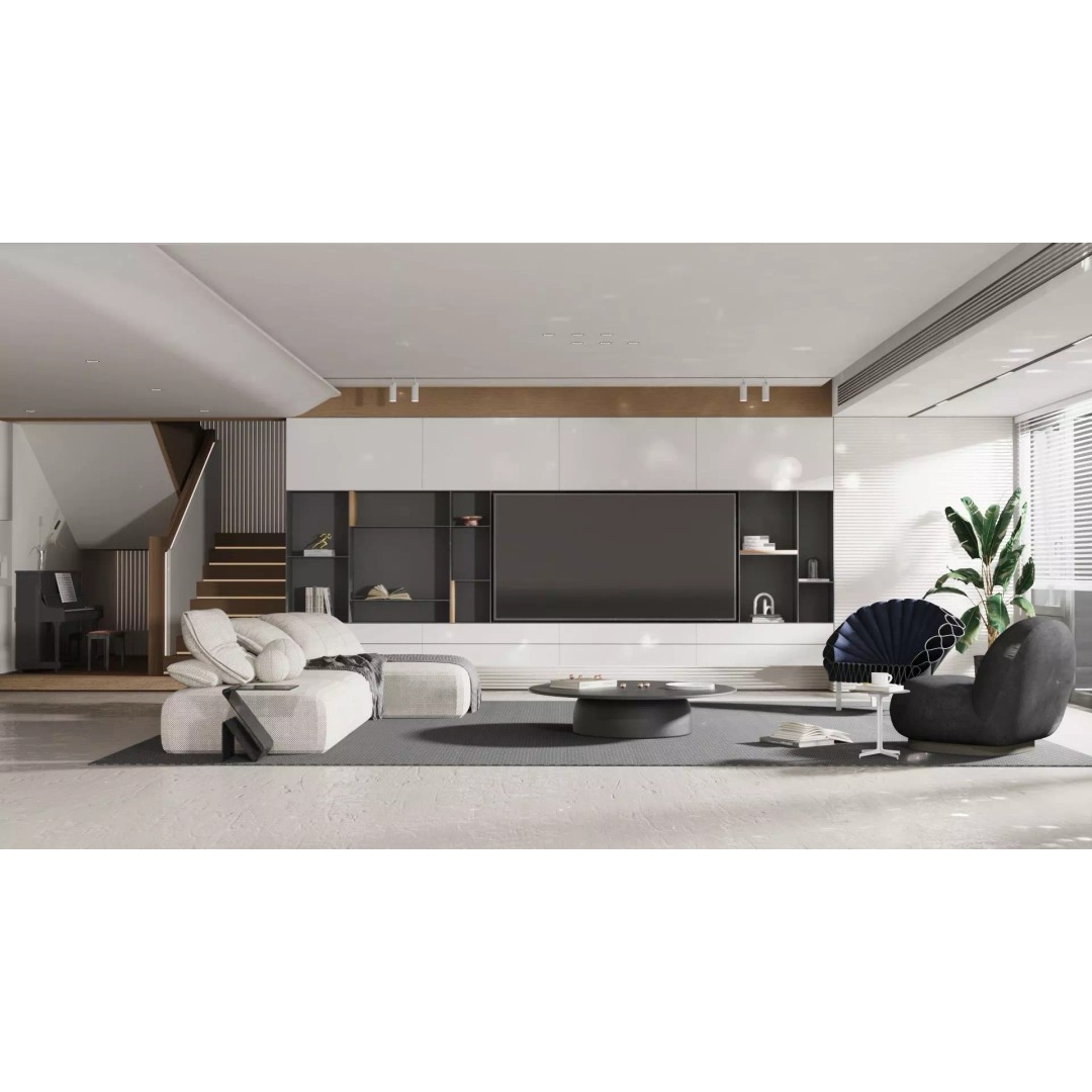Modern Living Room 3D Model – Minimalist Interior Design, FBX - View 2