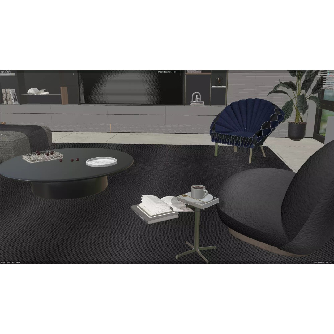 Modern Living Room 3D Model – Minimalist Interior Design, FBX - View 9