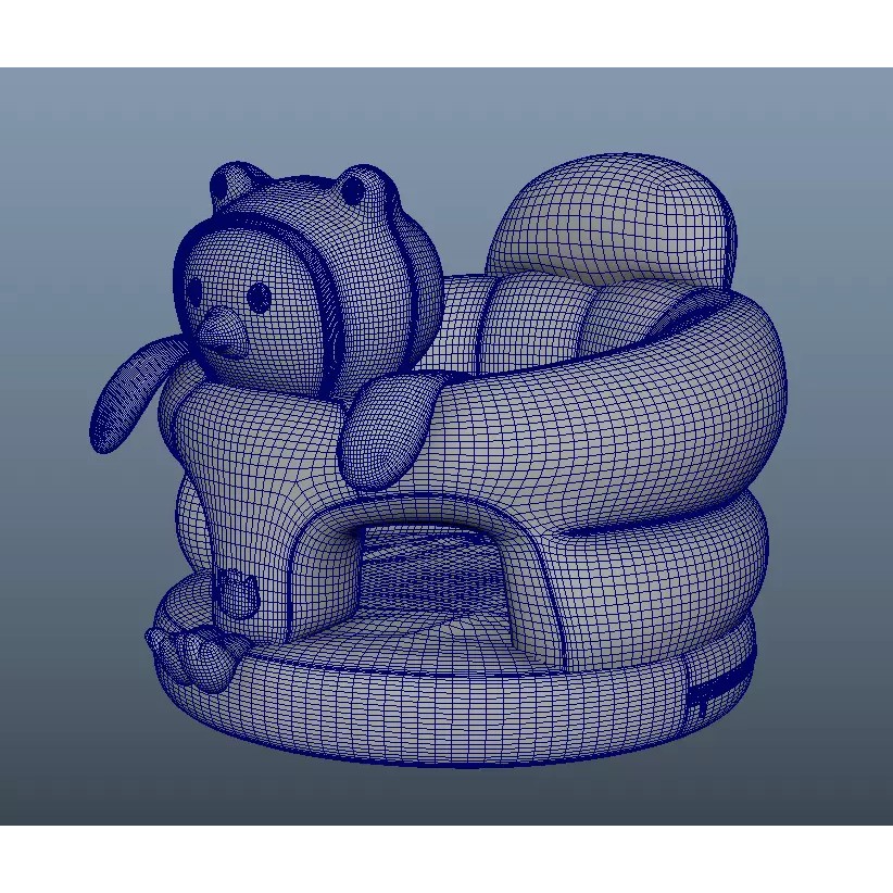 Plush Baby Support Seat 3D Model – Low Poly Frog-Chick Design, FBX - View 5