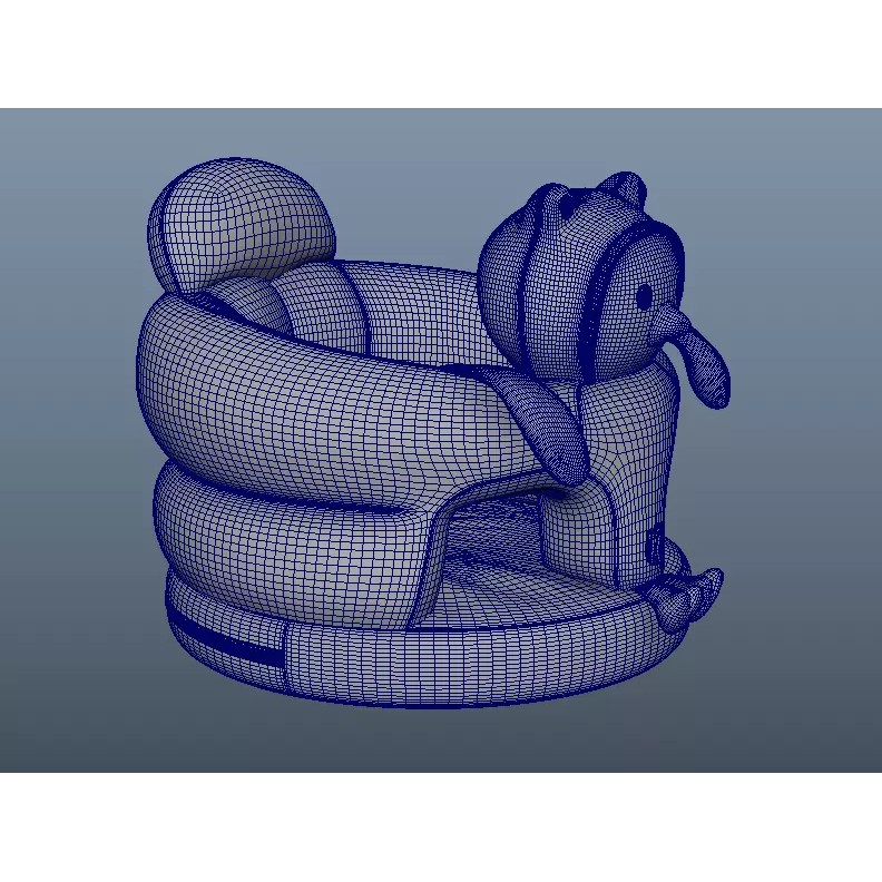 Plush Baby Support Seat 3D Model – Low Poly Frog-Chick Design, FBX - View 6