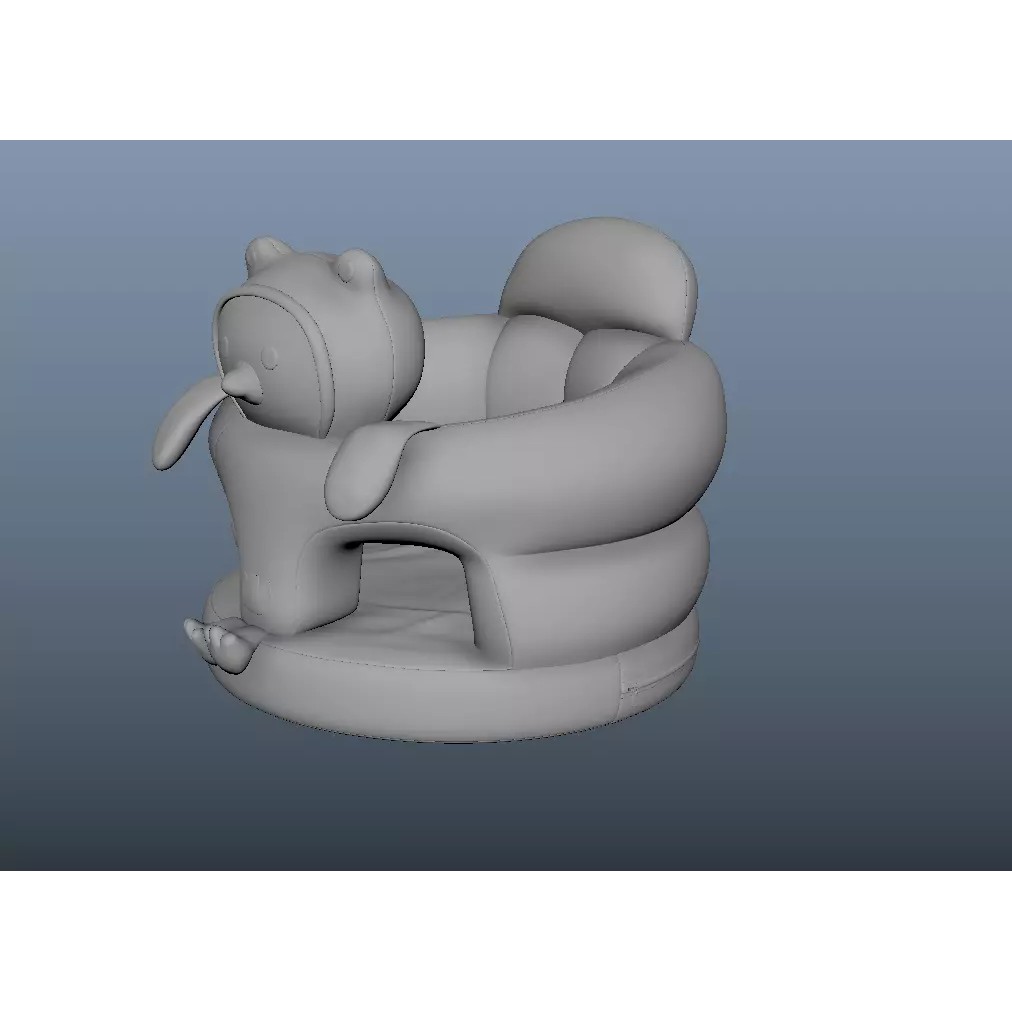 Plush Baby Support Seat 3D Model – Low Poly Frog-Chick Design, FBX - View 7
